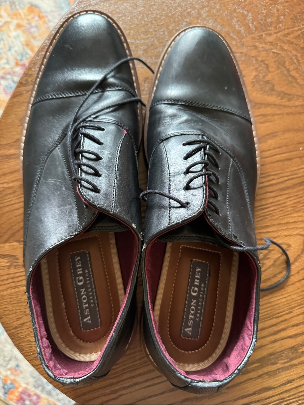 Aston Grey Men's Black Leather Derby Shoes 10.5